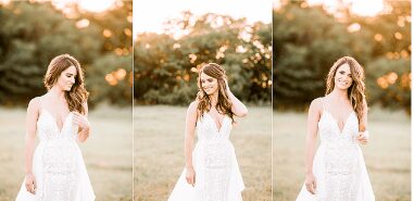 A 3 photo collage of a beautiful bride wearing a white bridal gown